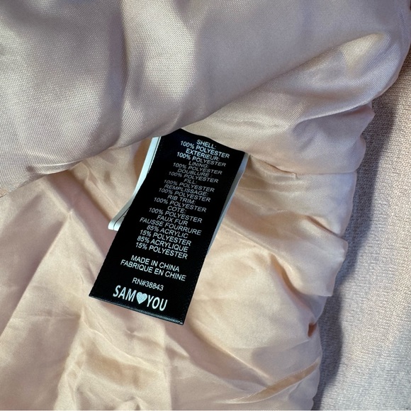 Sam Edelman Pink‎ Hooded Bomber Jacket with Faux Fur Trim NEW Large - Picture 10 of 10